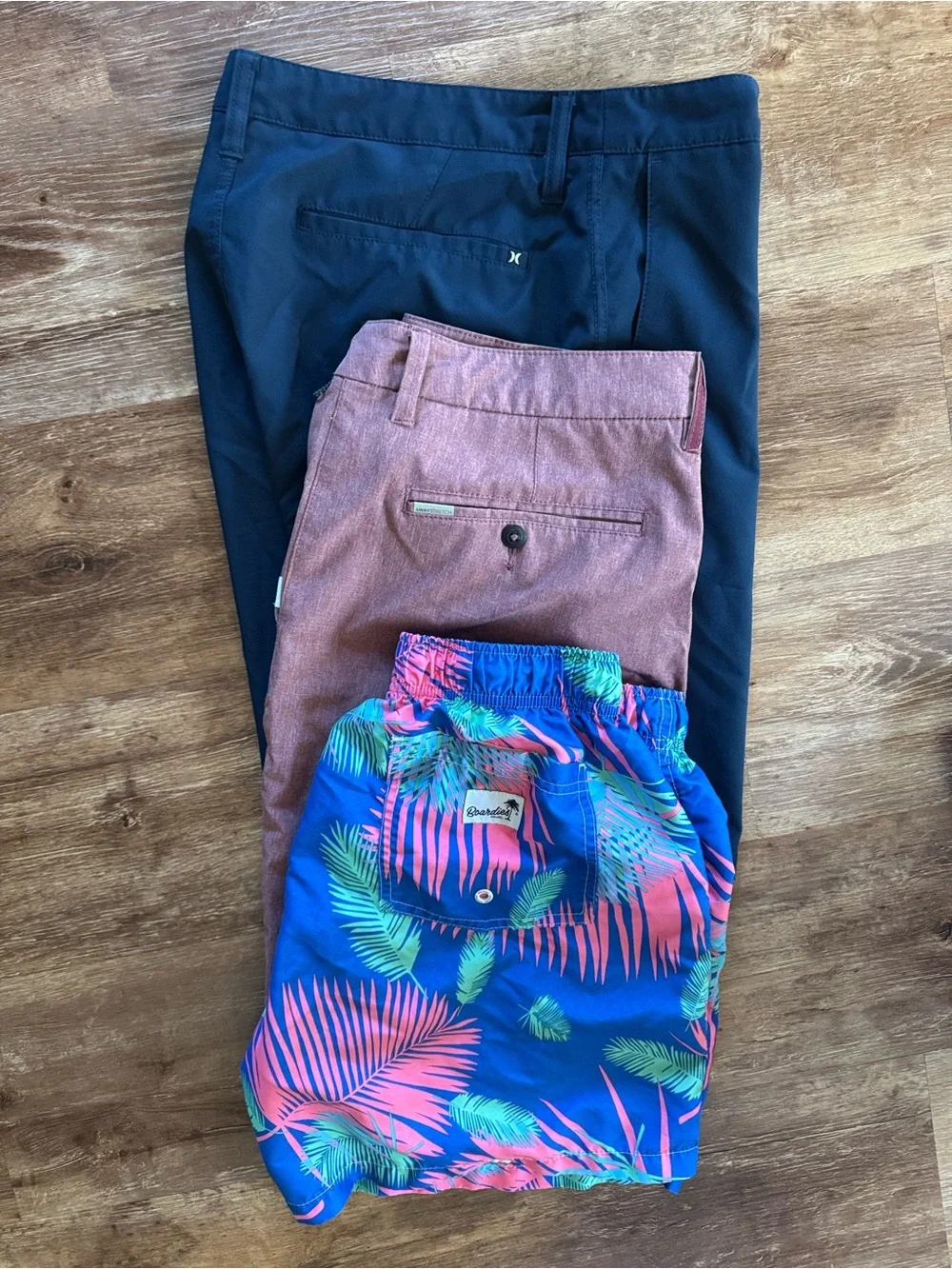 Surf-to-Street Vacation Bundle: Hurley Flannel + 3 Surf Trunks (Size L/31)